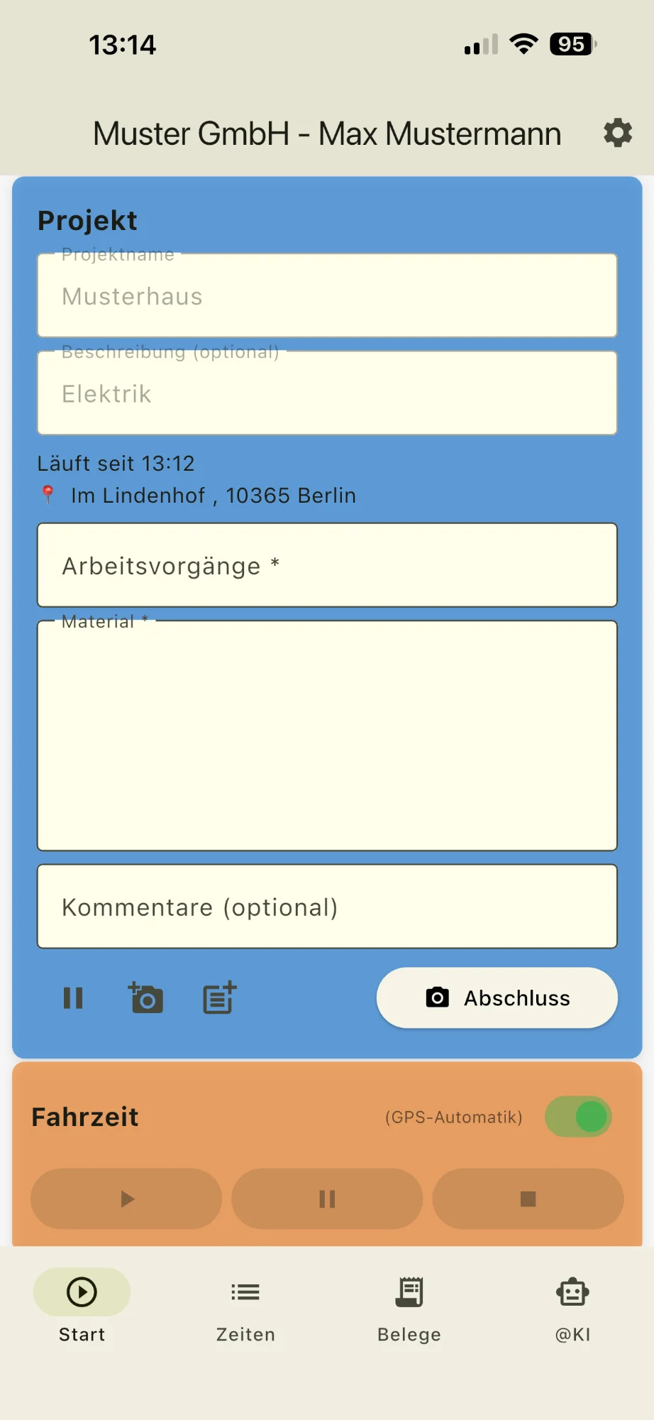 Zeitro Projekt-Erfassung